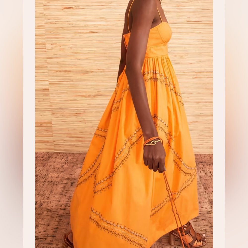 Ulla Johnson Handmade Mariza Dress Papaya Orange Embroidered Size 2 - Picture 12 of 12
